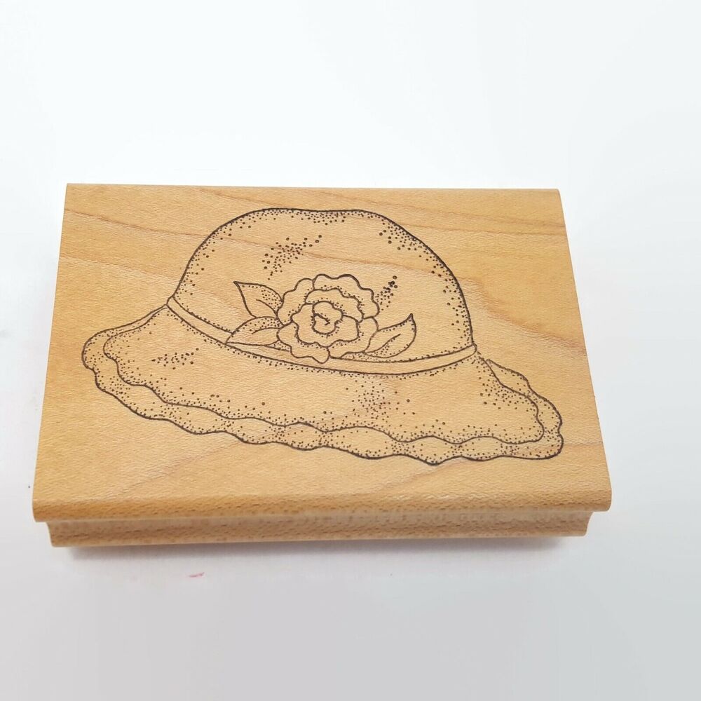 Ann-ticipations Hat With Flower Mounted Rubber Stamp New
